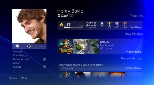 ps4 user interface
