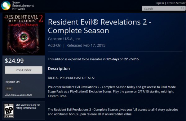 Resident Evil Revelations 2 date