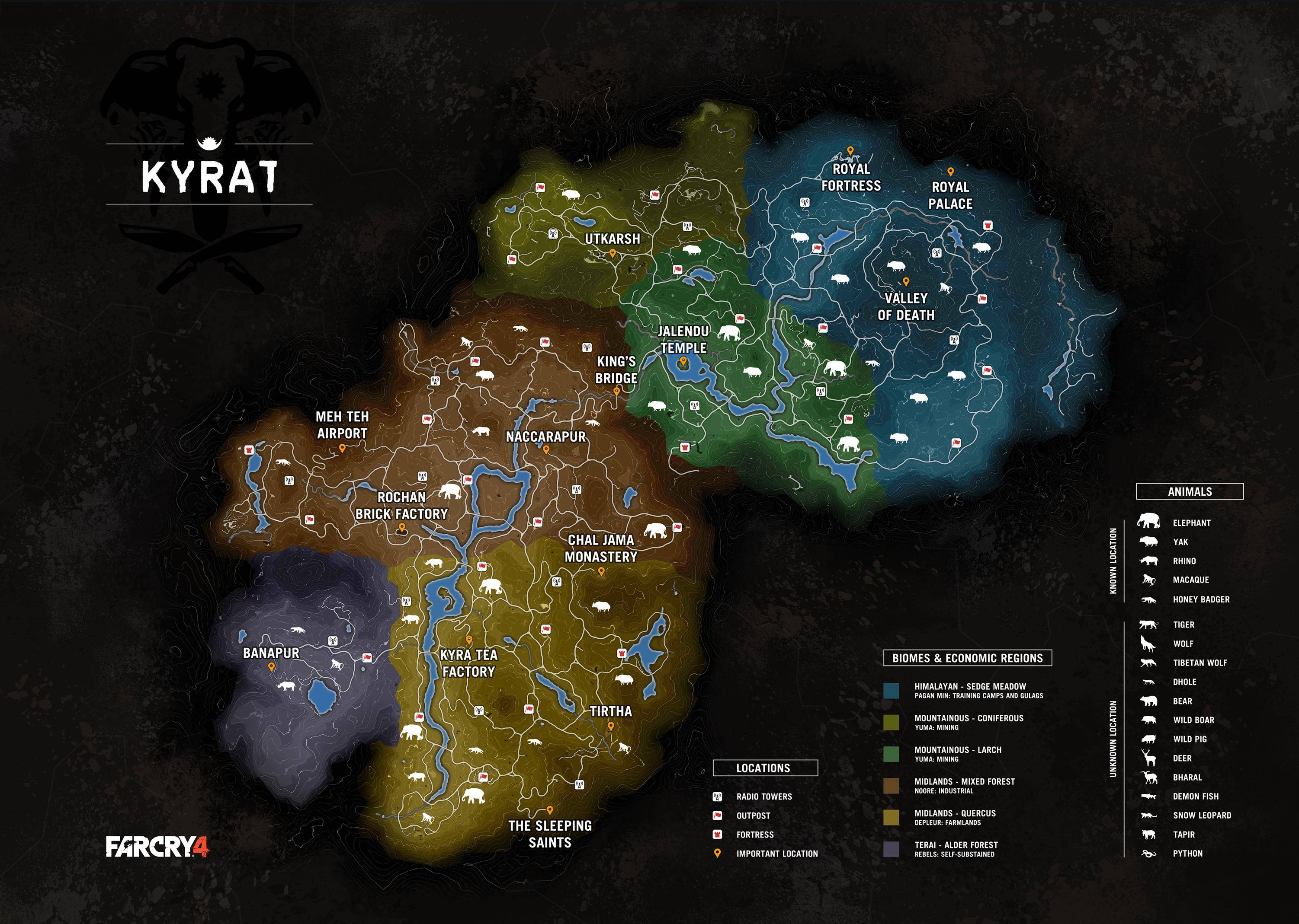 Карта со всеми метками. Far Cry 4 карта животных. Far Cry 4 вся карта. Полная карта фар край 4. Интерактивная карта far Cry 4.